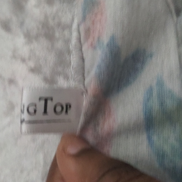 MOKING TOP (SMALL) WHITE & GREY CASUAL 3/4 SLEEVE STRIPED ROSE FLORAL BLOUSE - Picture 7 of 7